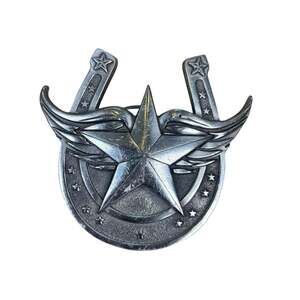 y2k 2000s western cowboy star and wings silver belt buckle indie skater